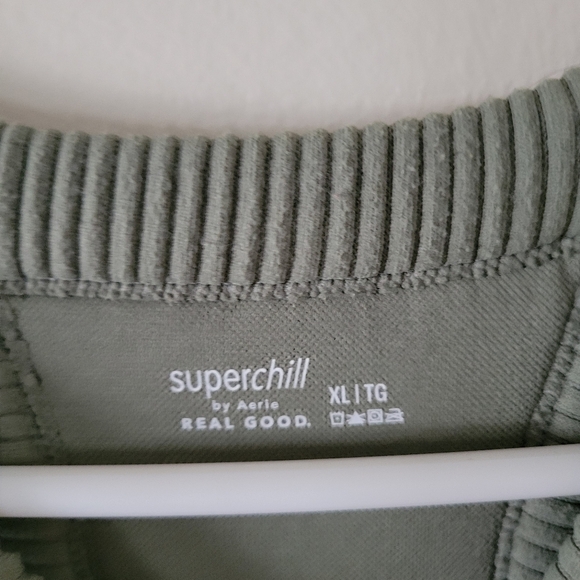 Aerie Superchill Green Ribbed Crop Top - Picture 7 of 9